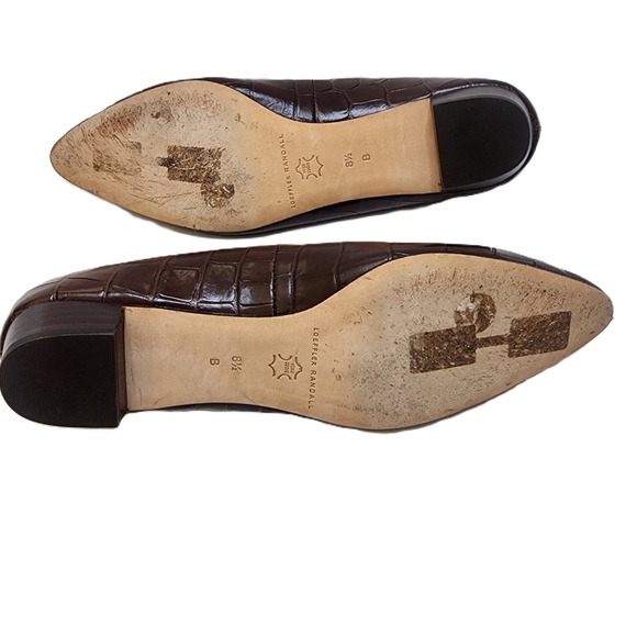 Loeffler Randall Pointed Toe Brown Croc Simone Heeled Flats - Picture 14 of 15